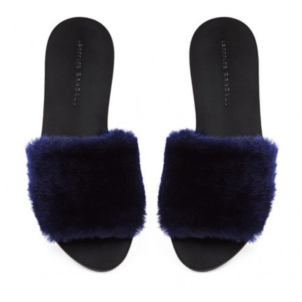 Like new! Loeffler Randall Isabel fur slide blue 9